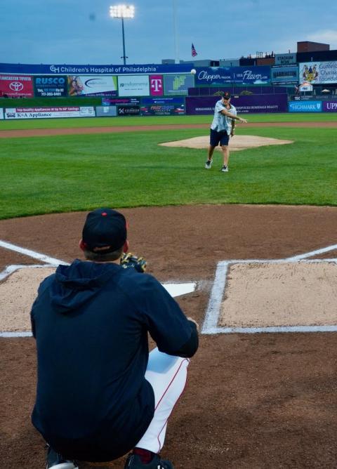 Ed Flick first pitch